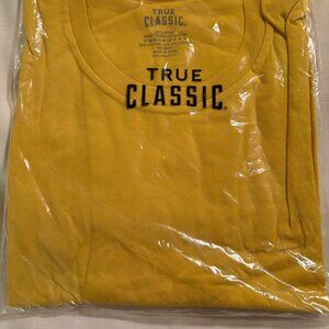 True Classic Yellow Crew Neck T Shirt XXL Men's Premium Cotton Tee